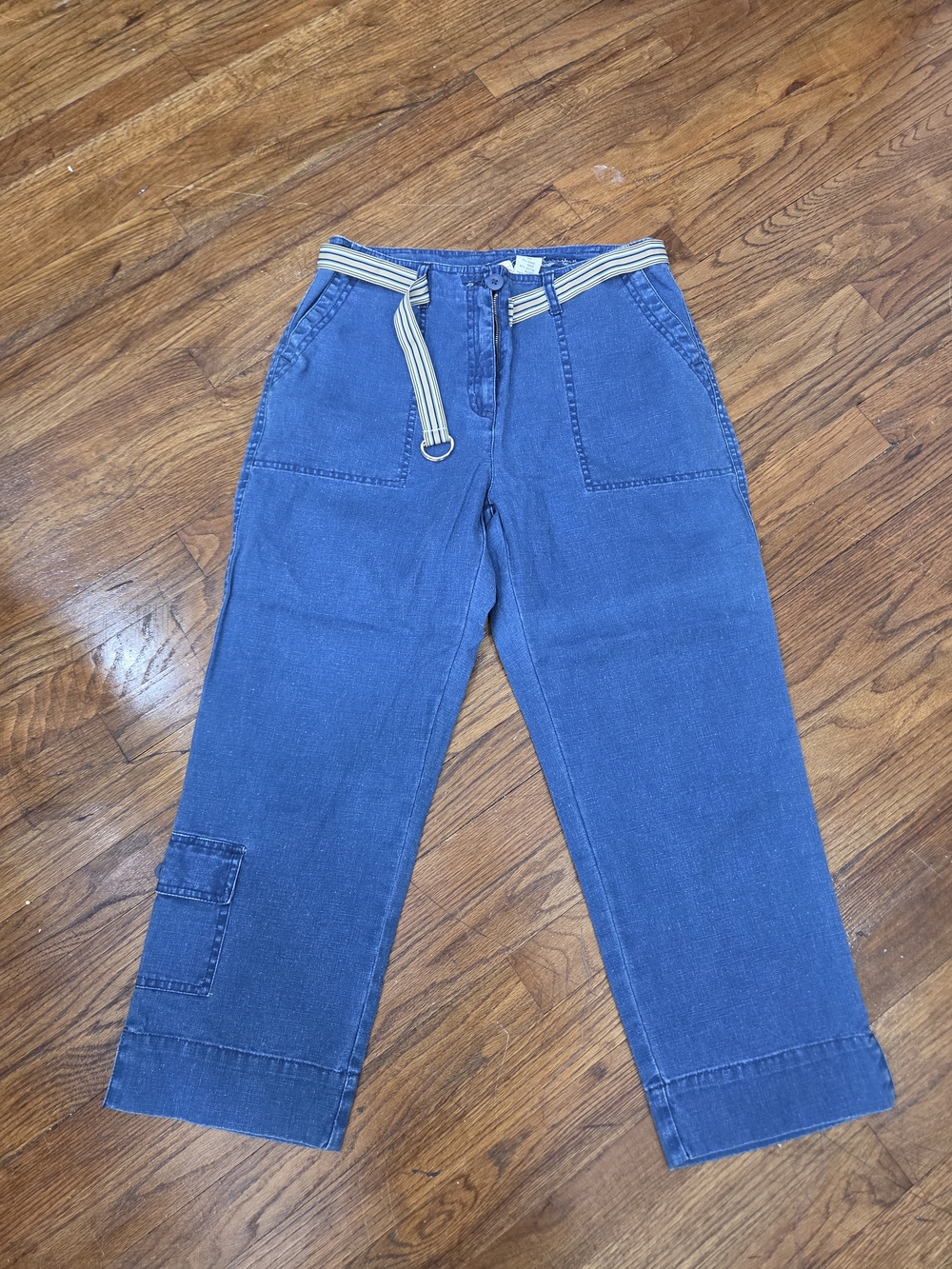 Vintage Blue High-Rise Utility Jeans with Belt